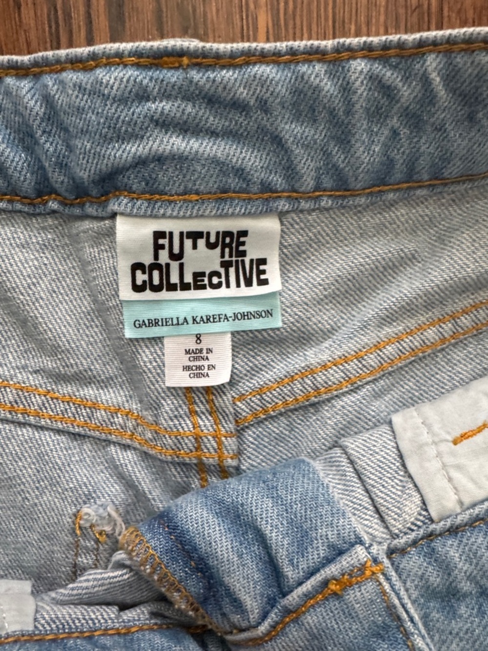 FUTURE COLLECTIVE Light Blue Denim Bermuda Shorts - - Picture 2 of 6